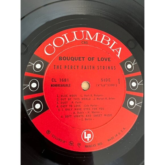 Bouquet Of Love Vinyl LP By The Percy Faith Strings Record CL 1681  VTG Album - Picture 2 of 4